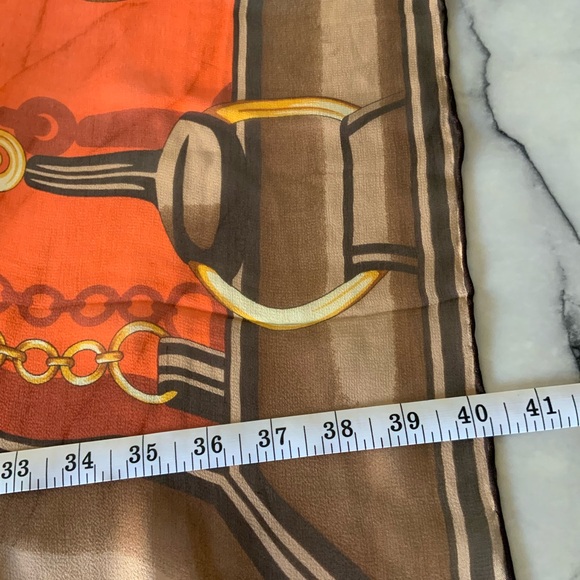 Orange and Brown Chain Print Scarf - Picture 5 of 7